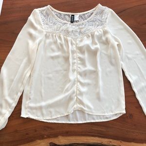 Divided Ivory Lace Blouse